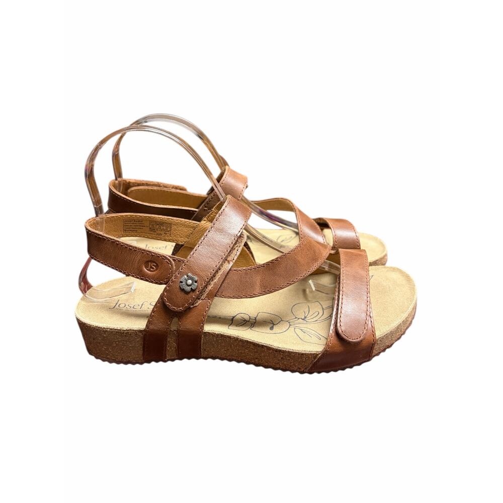 Josef Seibel Brown Leather Comfort Sandals Strappy Adjustable Size 40 - Picture 4 of 9